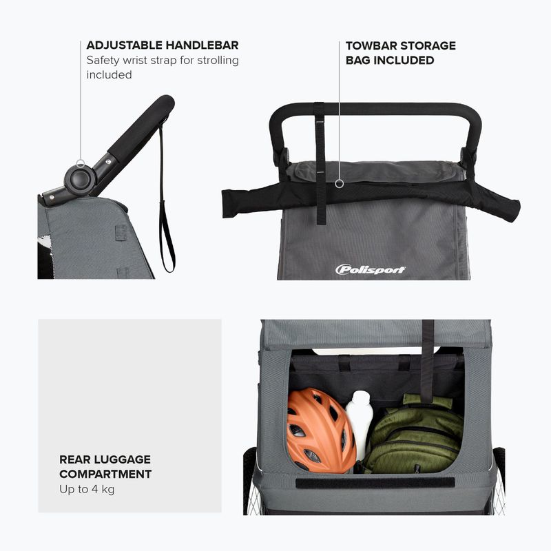 Vozík za bicykel Polisport Kids Trailer&Stroller black/grey 3
