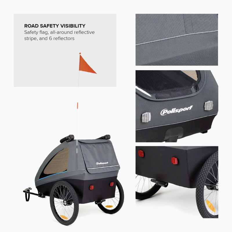 Vozík za bicykel Polisport Kids Trailer&Stroller black/grey 5