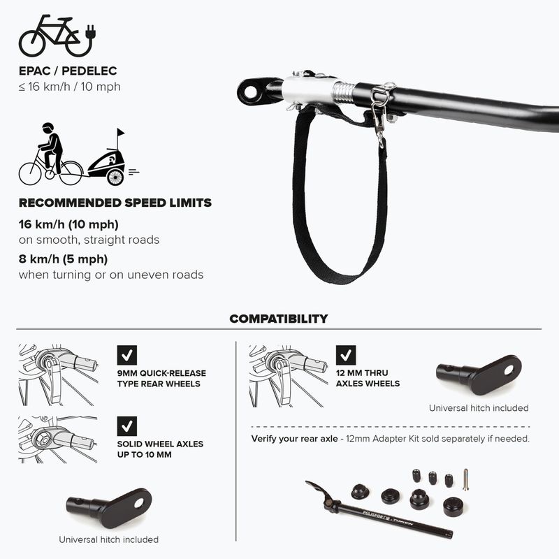 Vozík za bicykel Polisport Kids Trailer&Stroller black/grey 8