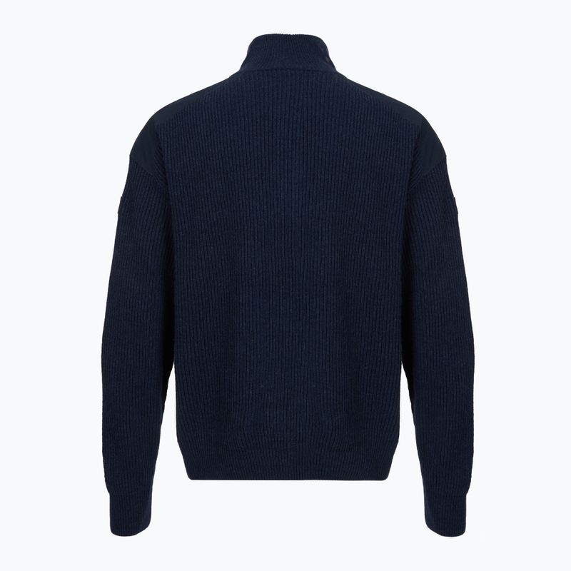 Pánsky sveter Dovre Ribbed Knit Half Zip navy 2