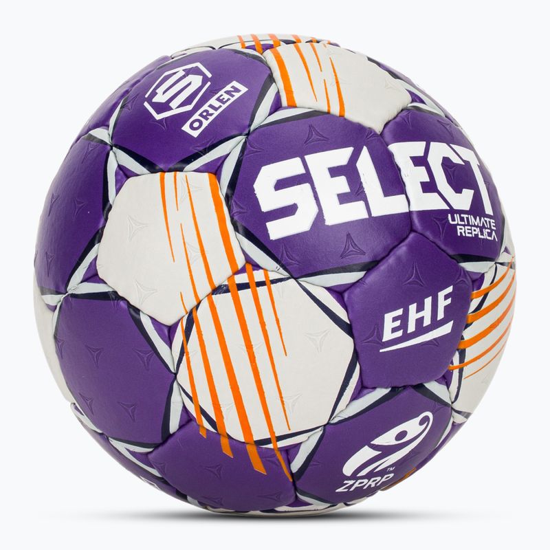Hádzanárska lopta SELECT Ultimate Replica Orlen Superliga v24 EHF grey/purple veľkosť 0 2