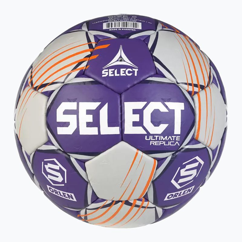 Hádzanárska lopta SELECT Ultimate Replica Orlen Superliga v24 EHF grey/purple veľkosť 0 2