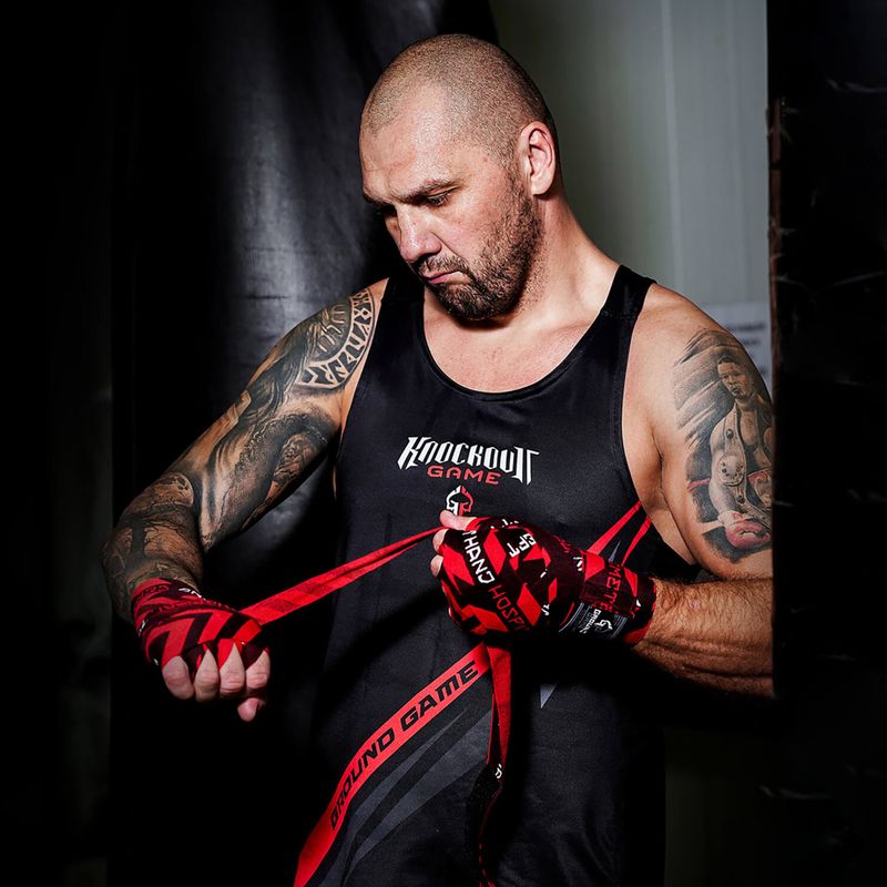 Ground Game 'Hellfire' červené boxerské bandáže HANDWRHELL 6
