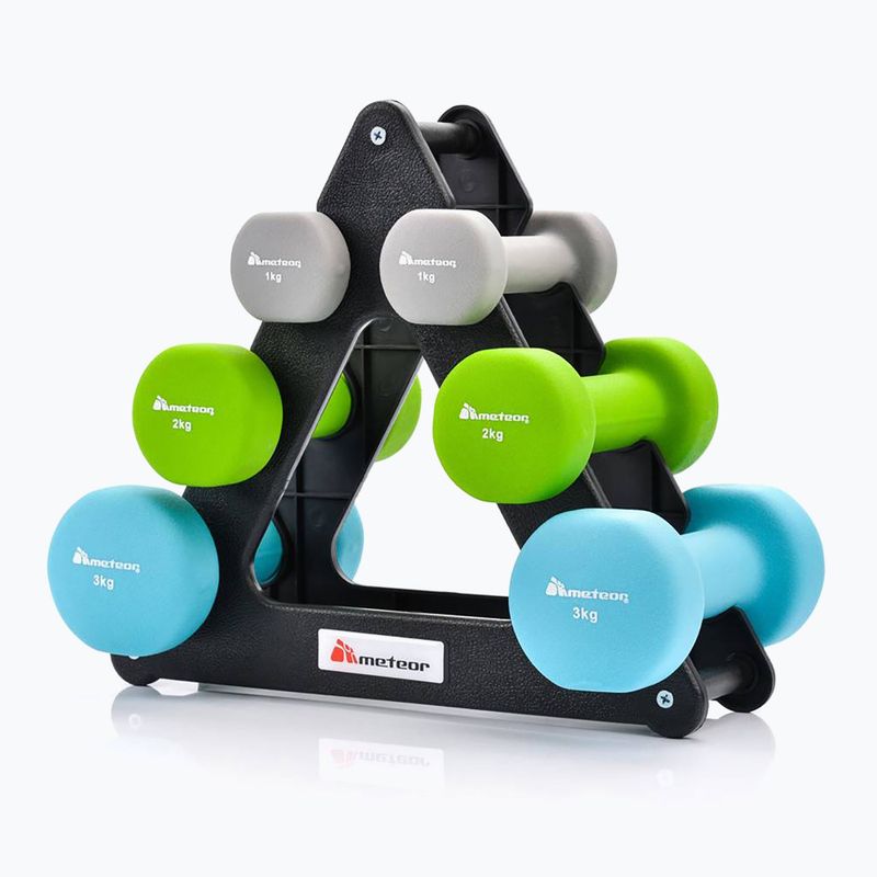 Sada činiek so stojanom Meteor 2 x 1 kg / 2 x 2 kg / 2 x 3 kg farebná 30189