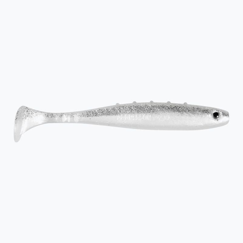 Dragon V-Lures Aggressor Pro 3 kusy strieborná trblietavá gumová nástraha CHE-AG40D-01-910