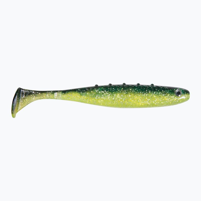 Dragon V-Lures Aggressor Pro 3 kusy chartreuse čierno-strieborné trblietavé gumové nástrahy CHE-AG40D-30-101