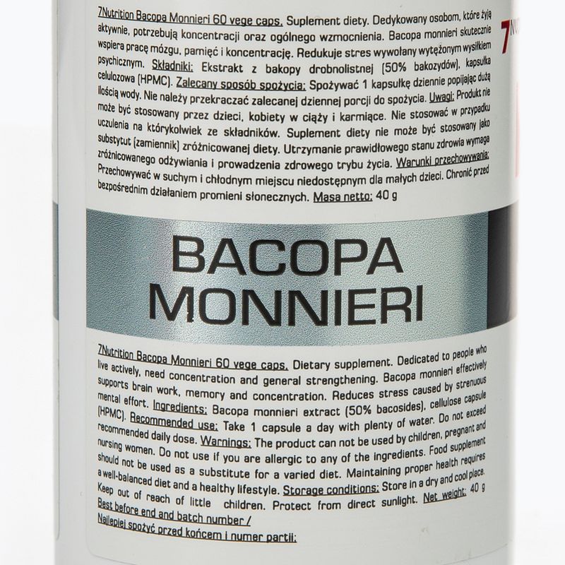 Bacopa Monnieri 7Nutrition 550 mg pamäť a koncentrácia 60 kapsúl 7Nu000426 3