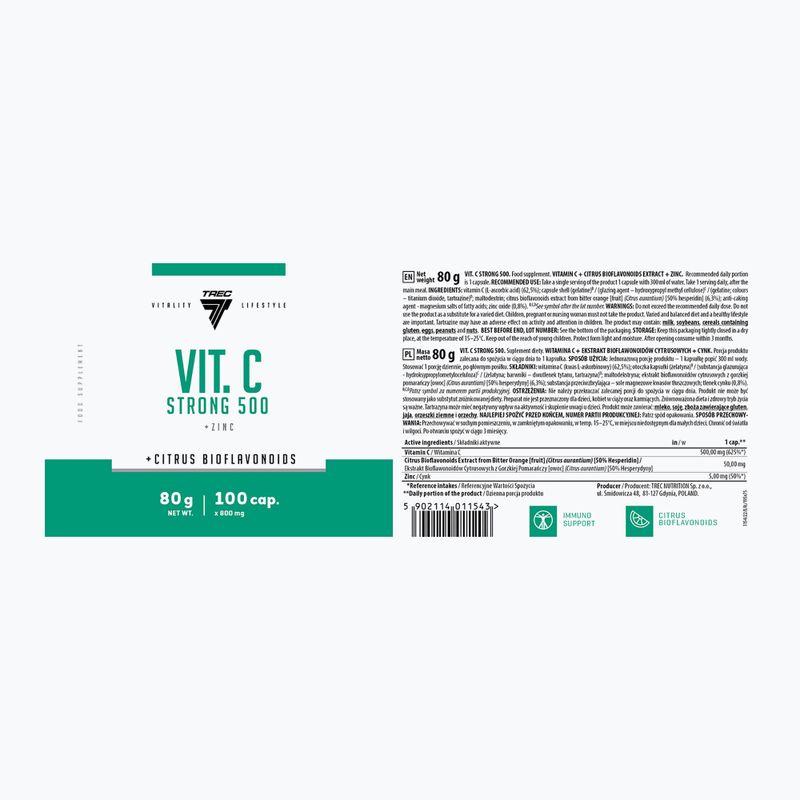 Vitamín C Trec Vit.C Strong 500 100 kapsúl 2