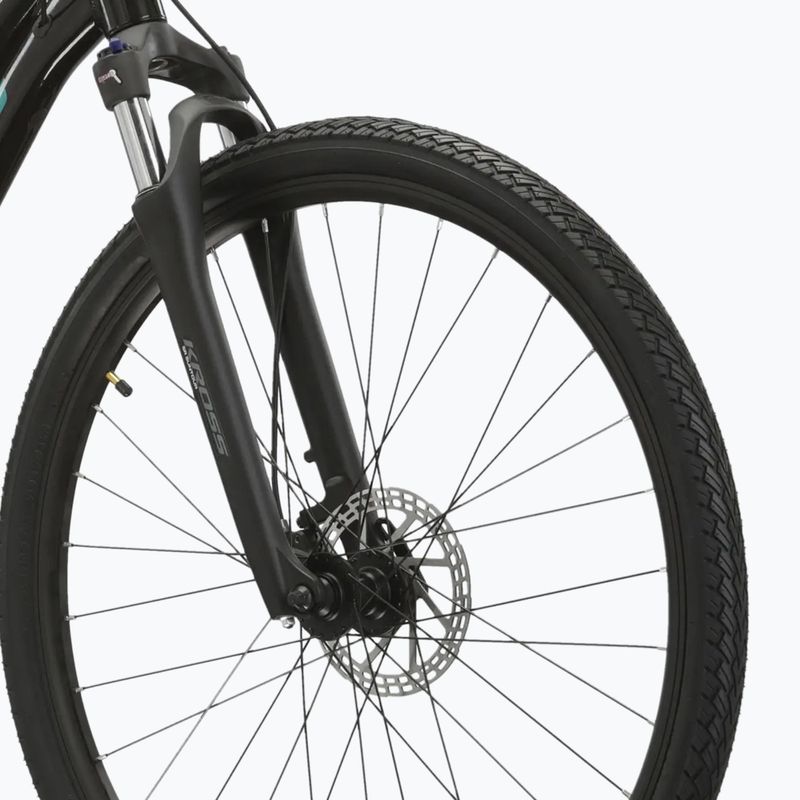 Dámsky crossový bicykel KROSS Evado 5.0 In black/turquoise/gloss 5