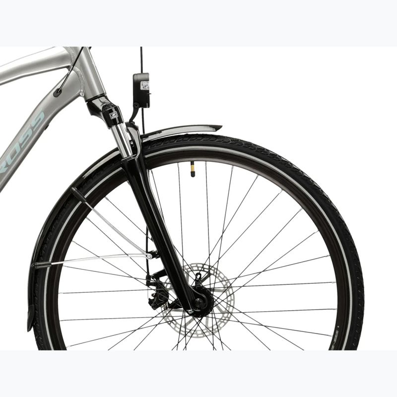 Pánsky trekingový bicykel KROSS Trans 3.0 silver/blue/gloss 6