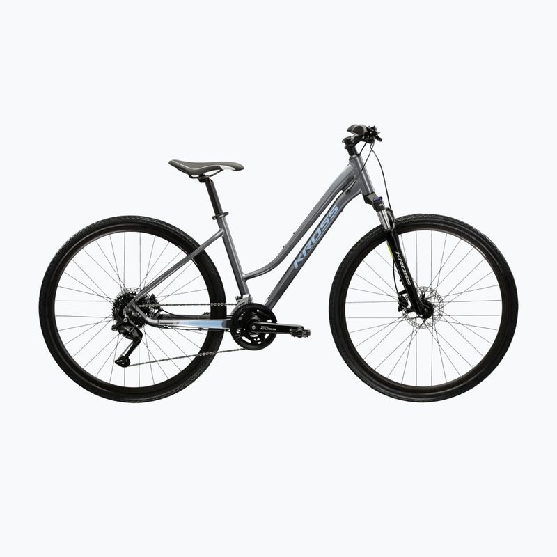 Dámsky crossový bicykel KROSS Evado 5.0 In grey/blue/gloss