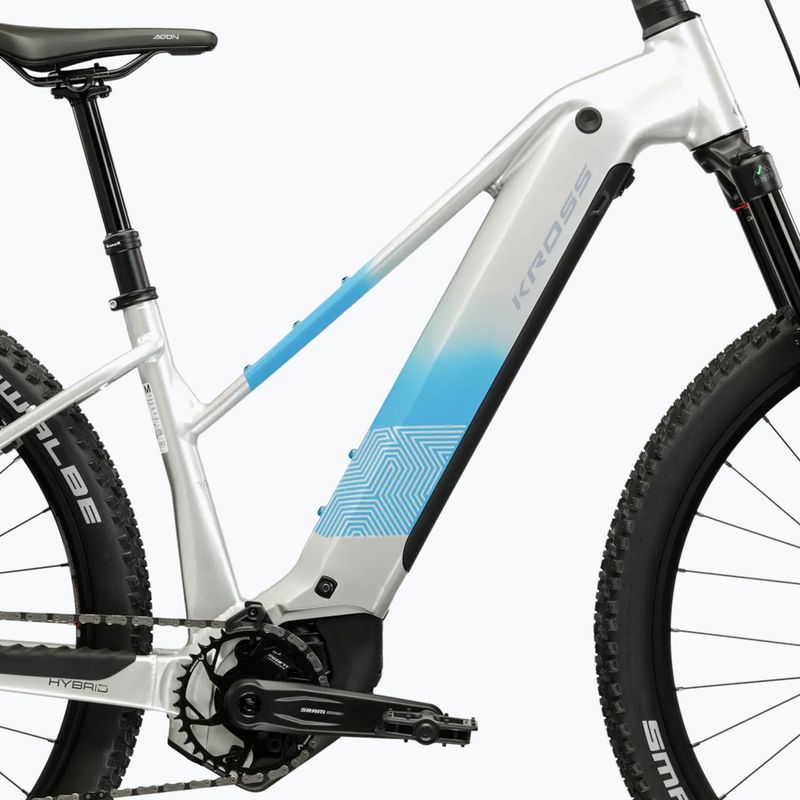 Dámsky elektrický bicykel KROSS Influx Hyb 5.0 W 27.5 el. 800 Wh silver/blue/gloss 11