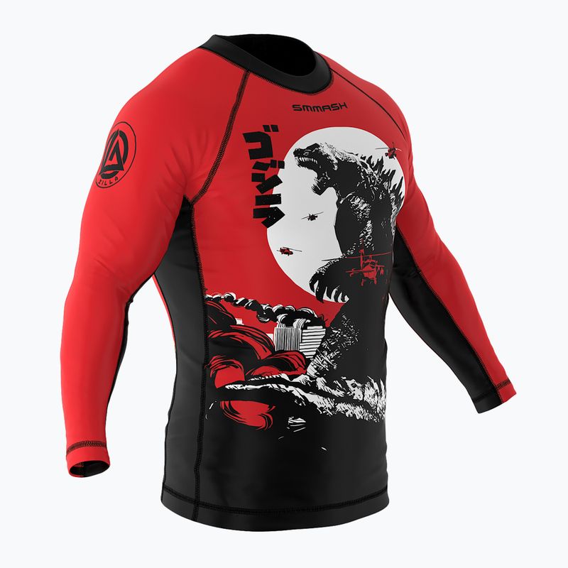 SMMASH Zilla detský rashguard s dlhým rukávom červený 3