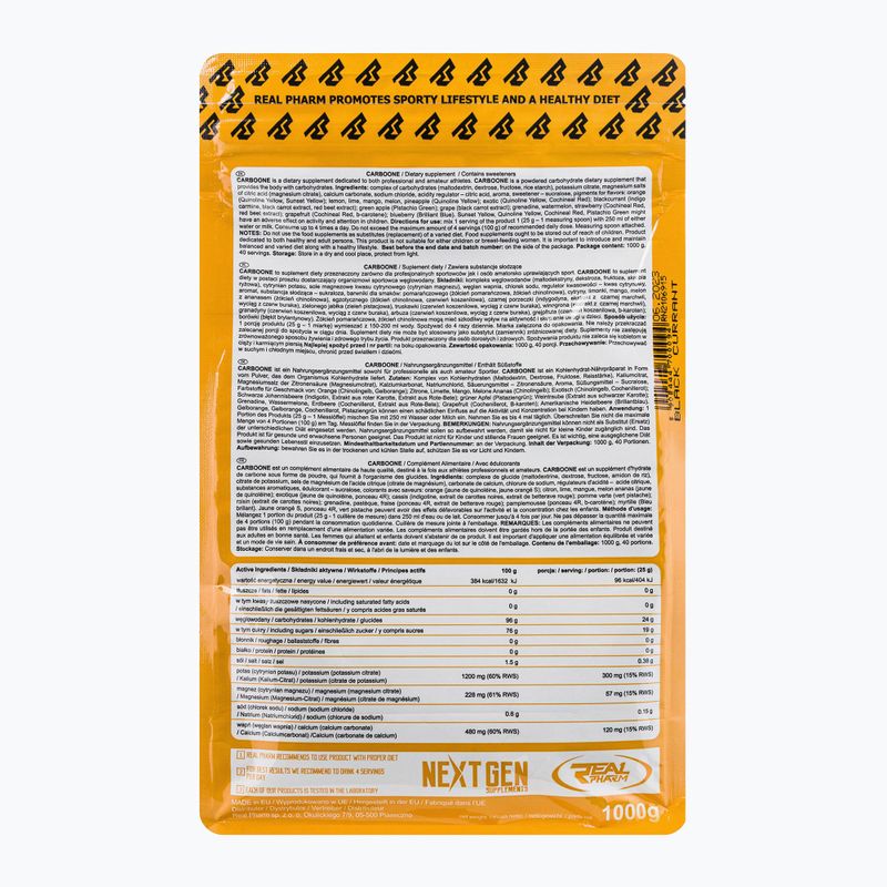 Carbo One Real Pharm sacharidy 1kg čierne ríbezle 700094 2