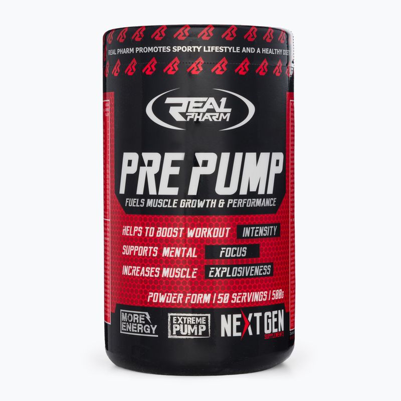 Real Pharm Pre Pump predtréningovka 500 g čierne ríbezle/citrón