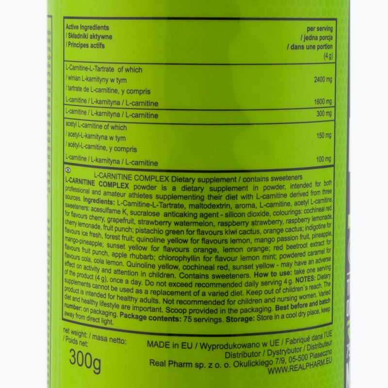L-Karnitín komplex Real Pharm spaľovač tukov 300g malina-jahoda 703767 2