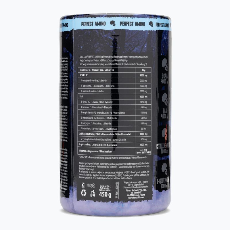 Aminokyseliny Fitness Authority Skull Labs Perfect Amino 450 g ostružina/ananás 2