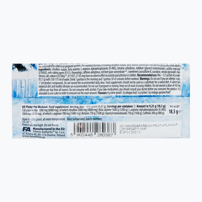 Fitness Authority Fa Ice Pump Pre Workout 18,5 g icy mango/passion fruit 2