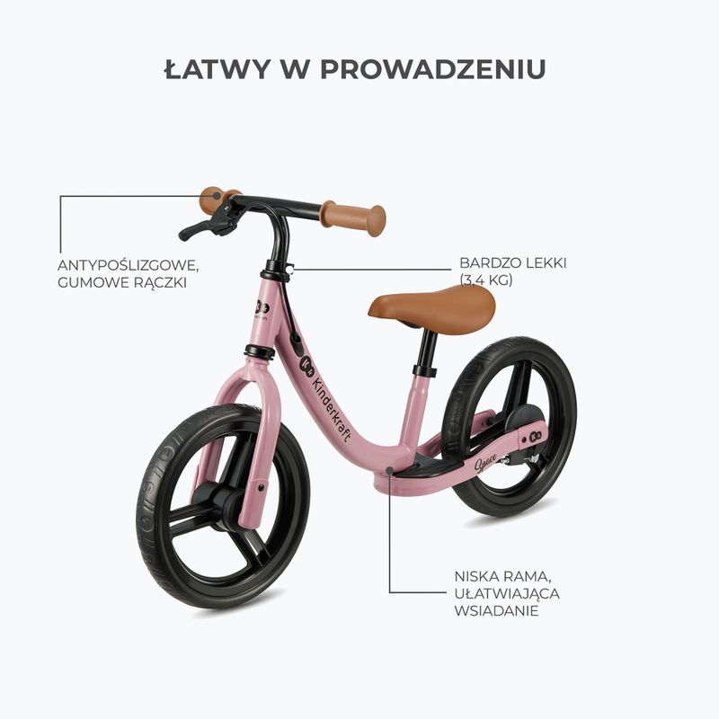 Odrážadlo Kinderkraft cross-country bicykel Space tmavoružový 3