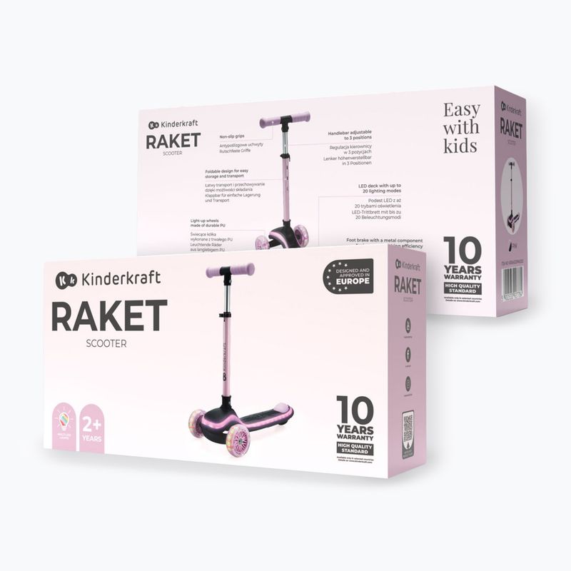 Detská trojkolesová kolobežka Kinderkraft Raket pink 8