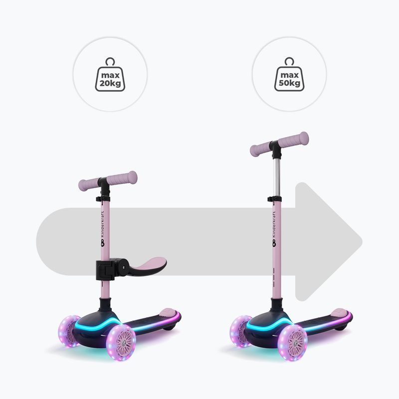 Detská trojkolesová kolobežka Kinderkraft Raket Up pink 11