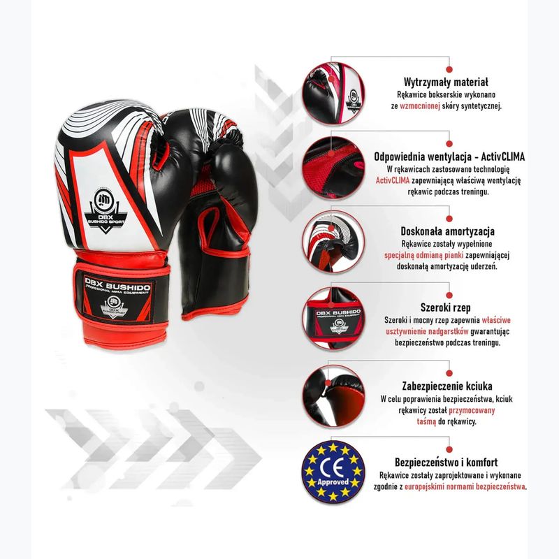 Detské boxerské rukavice DBX BUSHIDO ARB-47v2 čierno-červené 8
