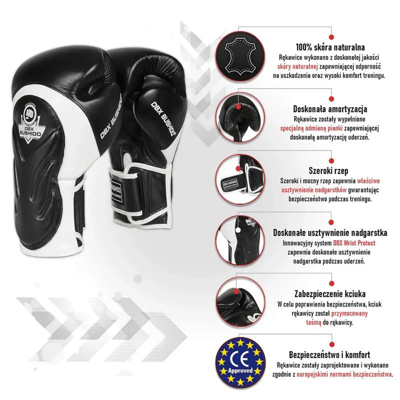Boxerské rukavice Bushido so systémom Wrist Protect čierne Bb4 8