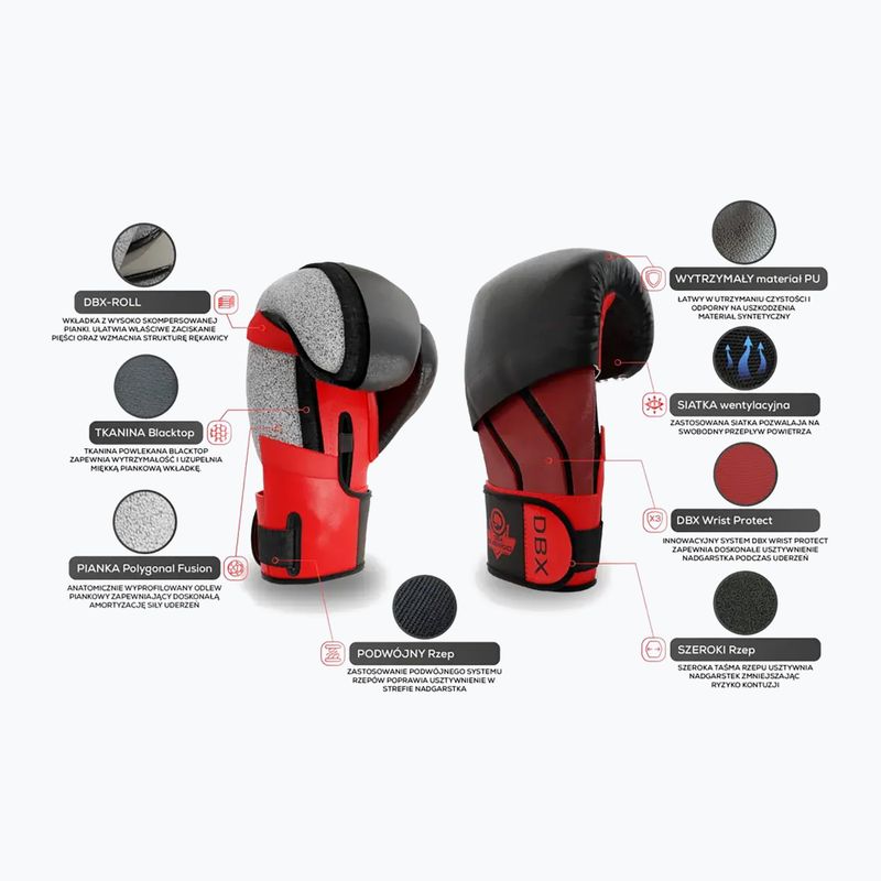 DBX BUSHIDO "Hammer - Red" Muay Thai boxerské rukavice čierna/červená 14