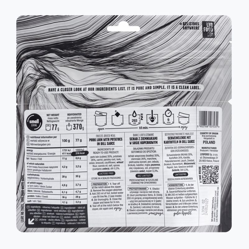 Mrazom sušené potraviny LYOFOOD Bravčová panenka v kôprovej omáčke LF-7531 2