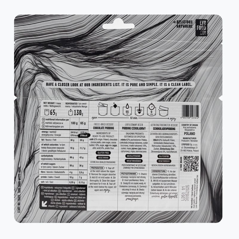 Mrazom sušené potraviny LYOFOOD Čokoládový puding LF-7814 2