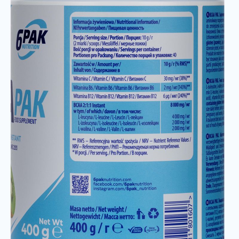 BCAA 6PAK aminokyseliny 400g oranžové kiwi PAK/013#POMKI 3