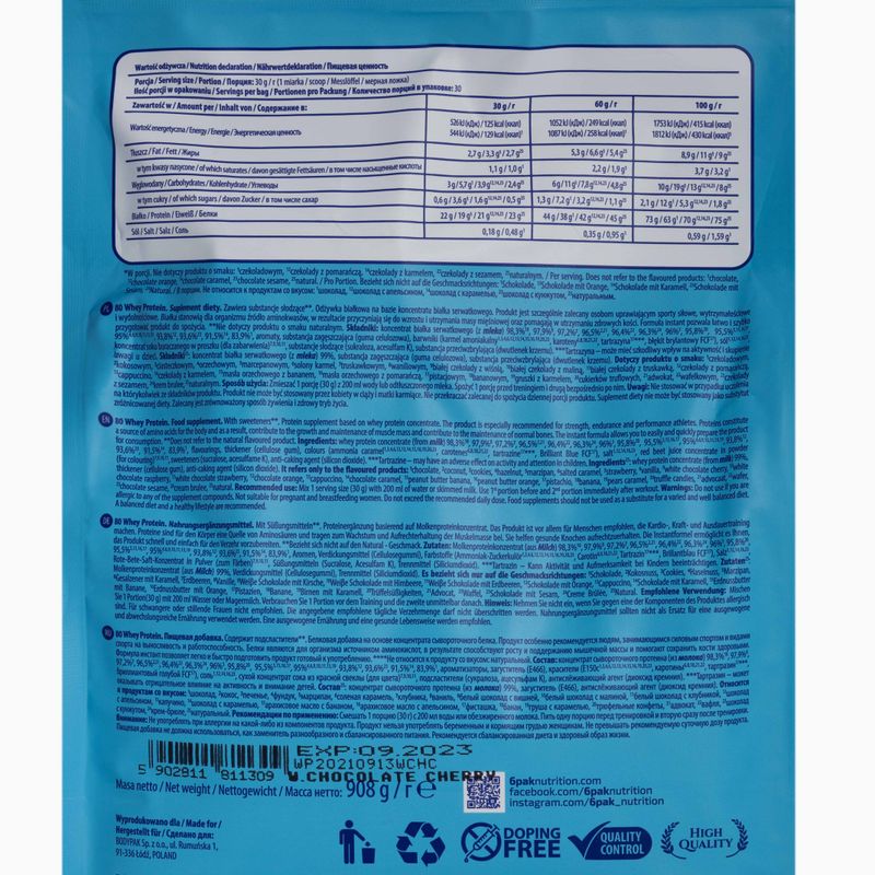 Srvátka 6PAK 80 Protein 908g biela čokoláda-višňa PAK/162#BCZWI 2