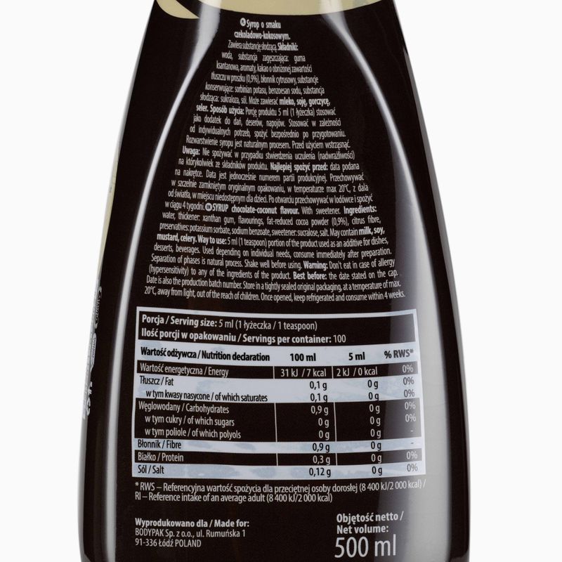 6PAK Sirup ZERO 500ml čokoládovo-kokosová omáčka PAK/219 2
