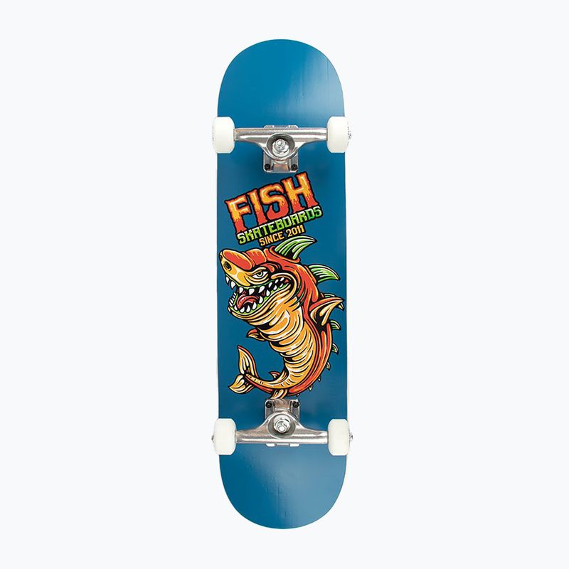 Fish Skateboards Zack Beginner klasický skateboard 8.0' modrý SKATE-ZAC-SIL-WHI 8