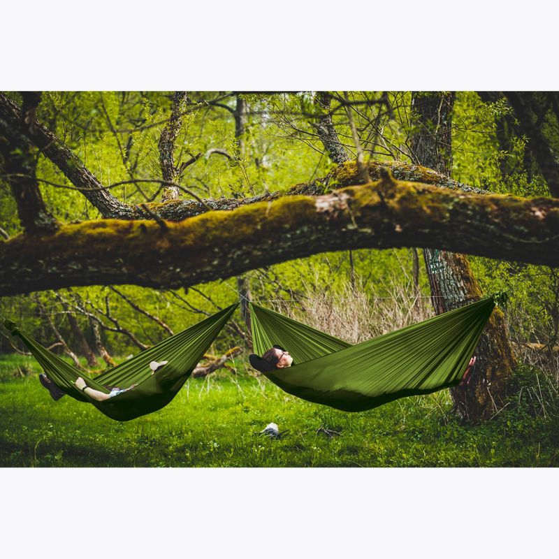 Turistická hojdacia sieť Lesovik Spirit v korunách stromov zelená 8