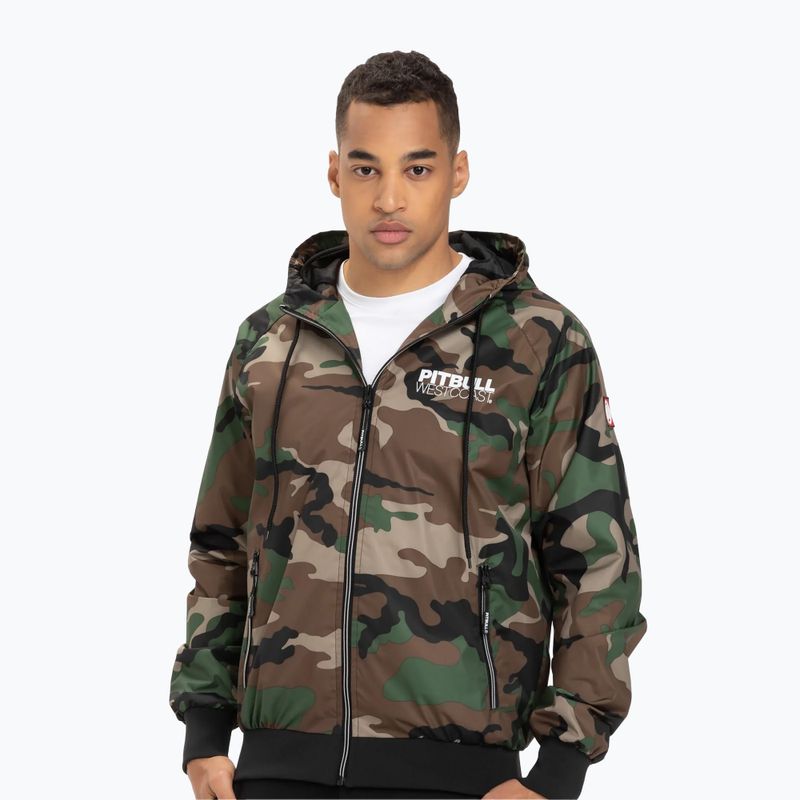 Pánska bunda Pitbull West Coast Athletic s kapucňou z nylonu woodland camo