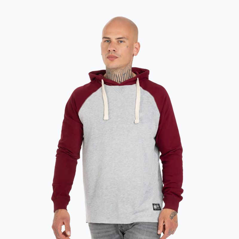 Pánska mikina Pitbull West Coast Hooded Small Logo grey/burgundy