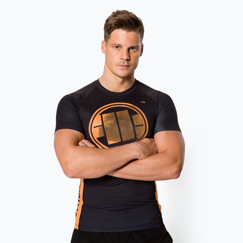 Pánsky chránič Rashguard Pitbull West Coast Rash T-S Orange Dog black