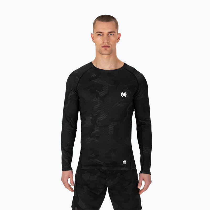 Pánsky chránič Rashguard s dlhým rukávom Pitbull West Coast Net Camo 2 Rash black camo