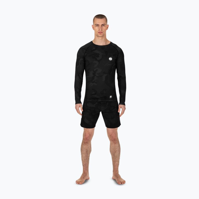 Pánsky chránič Rashguard s dlhým rukávom Pitbull West Coast Net Camo 2 Rash black camo 2