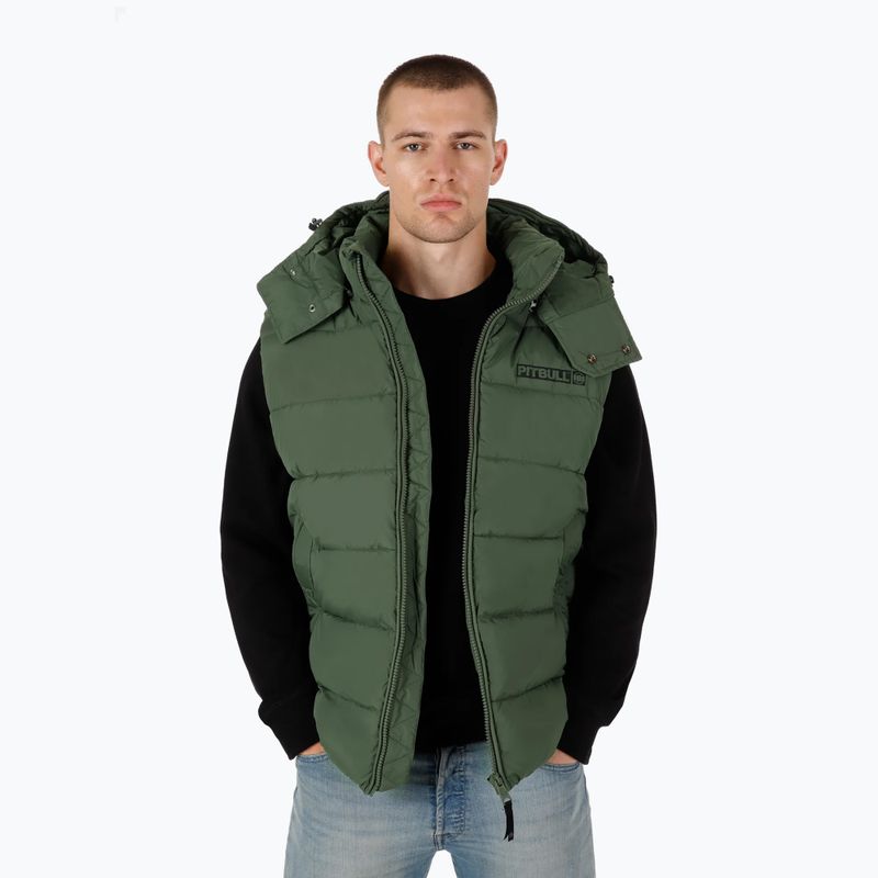 Pitbull West Coast pánska zimná bunda Perseus Hooded Vest olive