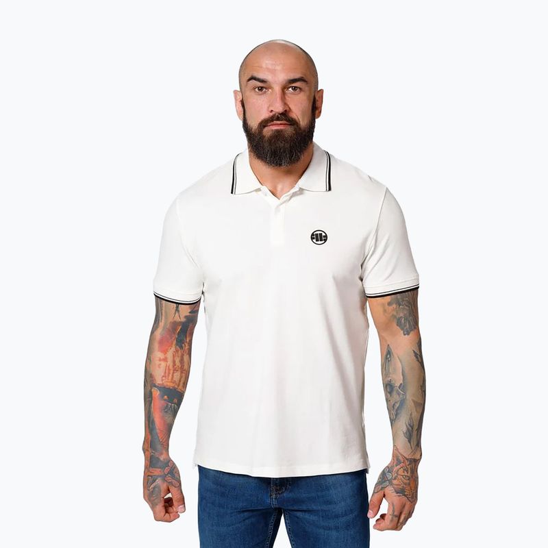 Pánska polokošeľa Pitbull West Coast Pique Stripes Regular white