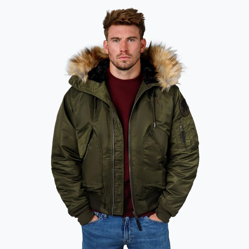 Pánska zimná bunda Pitbull Harvest Hooded Bomber olive