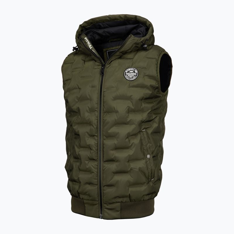 Pánska vesta  Pitbull Carver Quilted Hooded olive 3