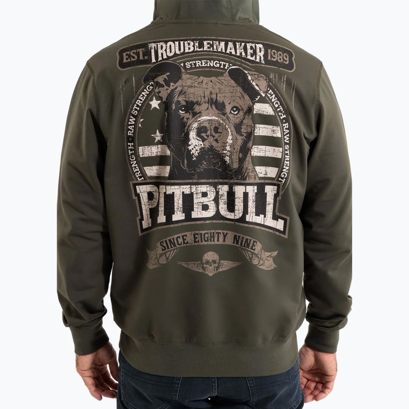 Pánska mikina Pitbull Troublemaker Hooded Zip Sweatshirt old green 3