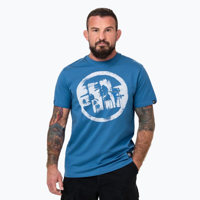 Pánske tričko Pitbull Logo Palms shade blue