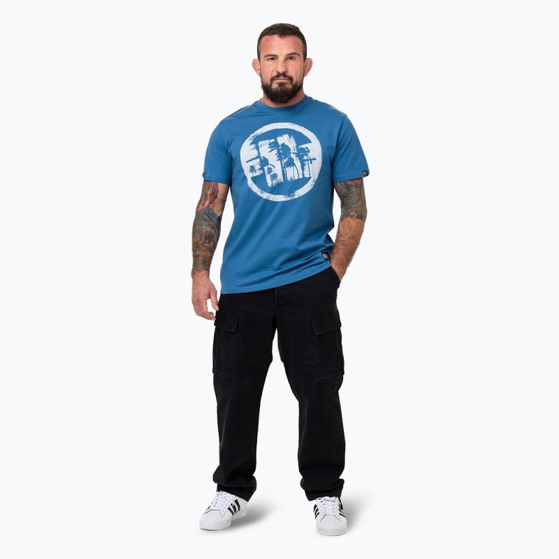 Pánske tričko Pitbull Logo Palms shade blue 2