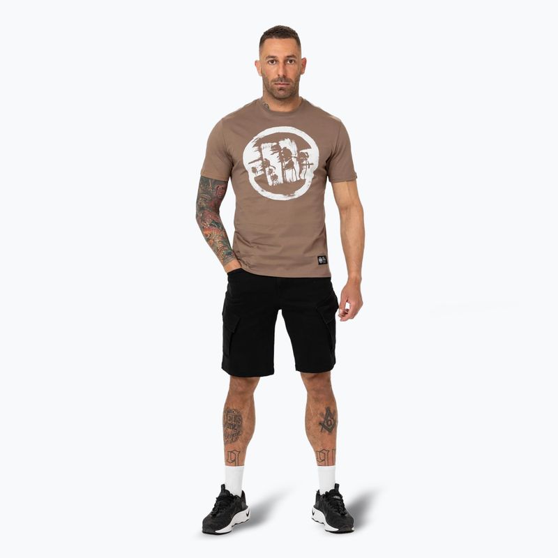 Pánske tričko Pitbull Logo Palms brown savana 2