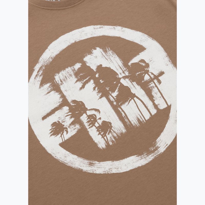 Pánske tričko Pitbull Logo Palms brown savana 7