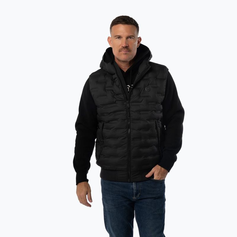 Pánska vesta Pitbull Fisk Quilted Hooded black